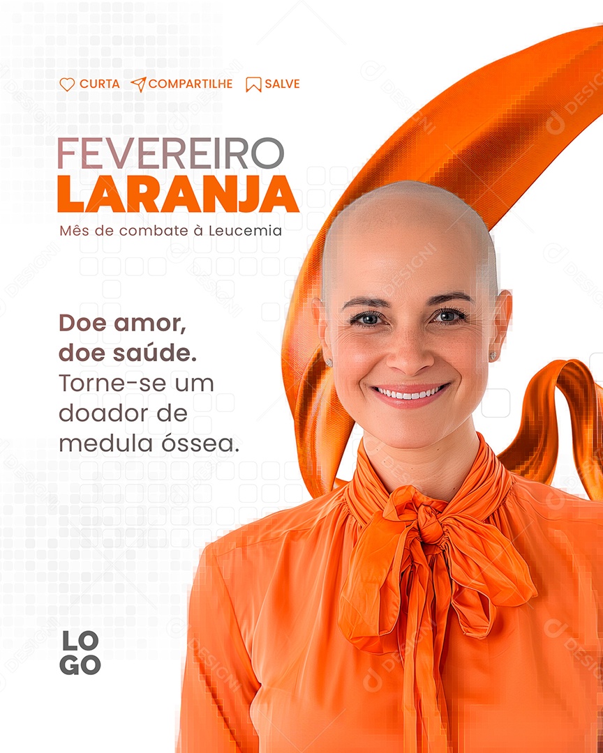 Fevereiro Laranja mês de Combate à Leucemia Social Media PSD Editável