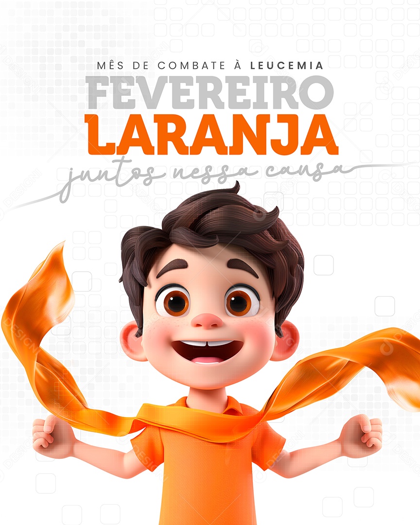 Fevereiro Laranja Mês de Combate à Leucemia Social Media PSD Editável