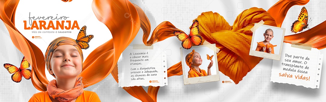 Carrossel Fevereiro Laranja Mês de combate à Leucemia Social Media PSD Editável