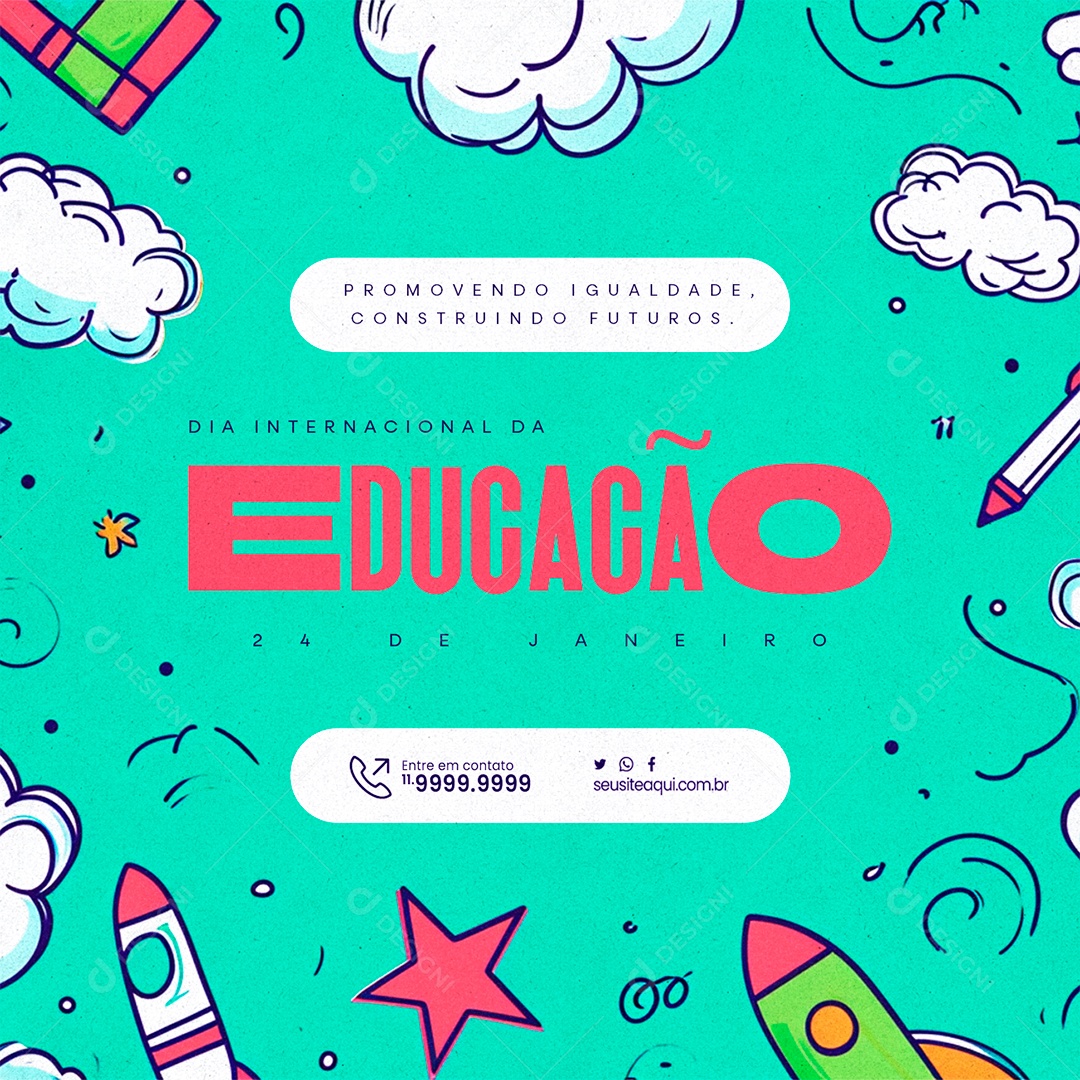 Dia Internacional da Educação 24 De Janeiro Promovendo Igualdade Social Media PSD Editável
