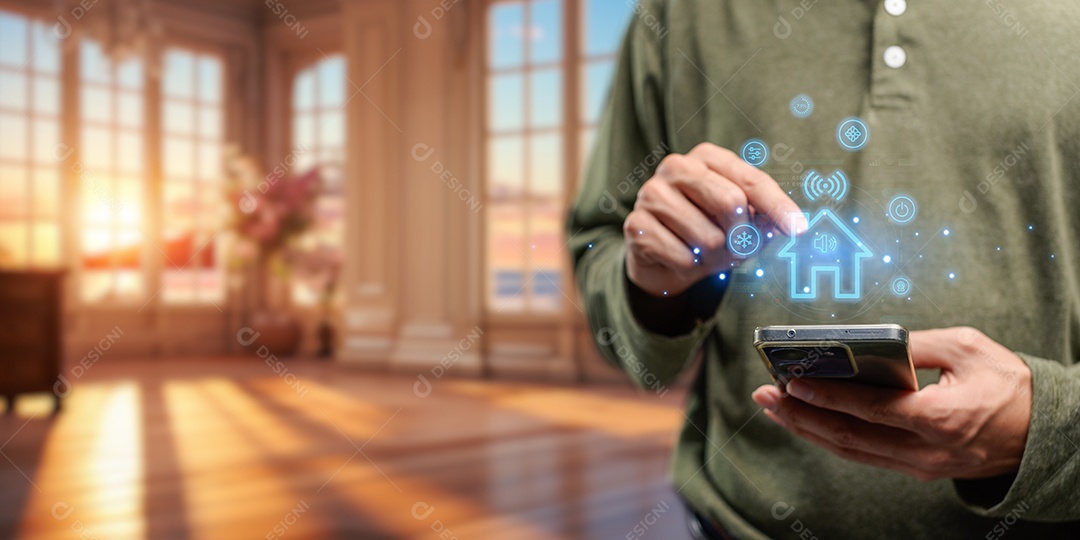 interface futurista do assistente de automação residencial inteligente em uma tela virtual