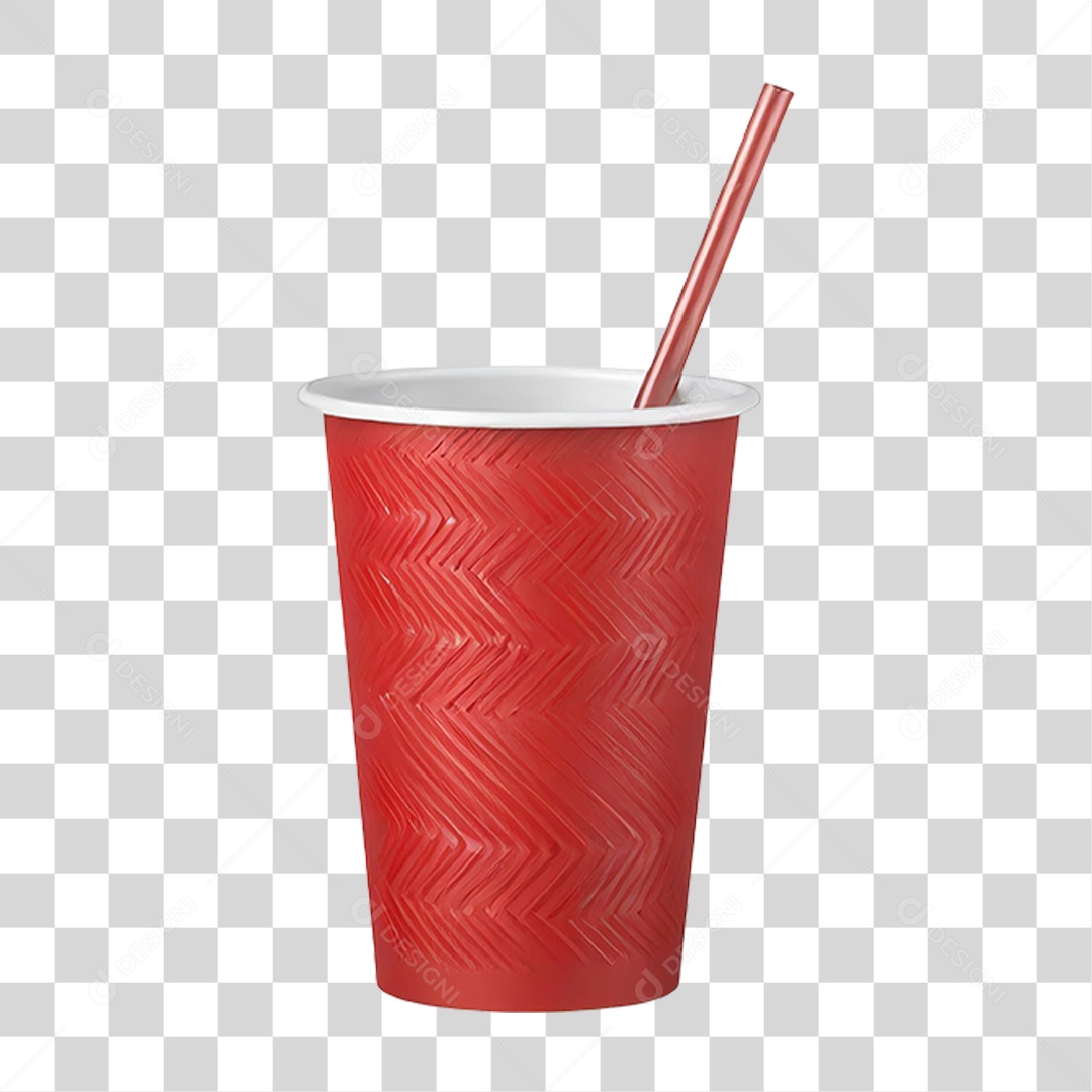 Copo Descartável com Canudo PNG Transparente