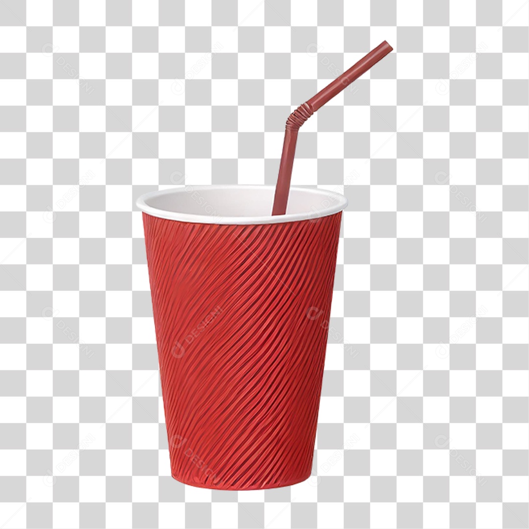 Copo Descartável com Canudo PNG Transparente