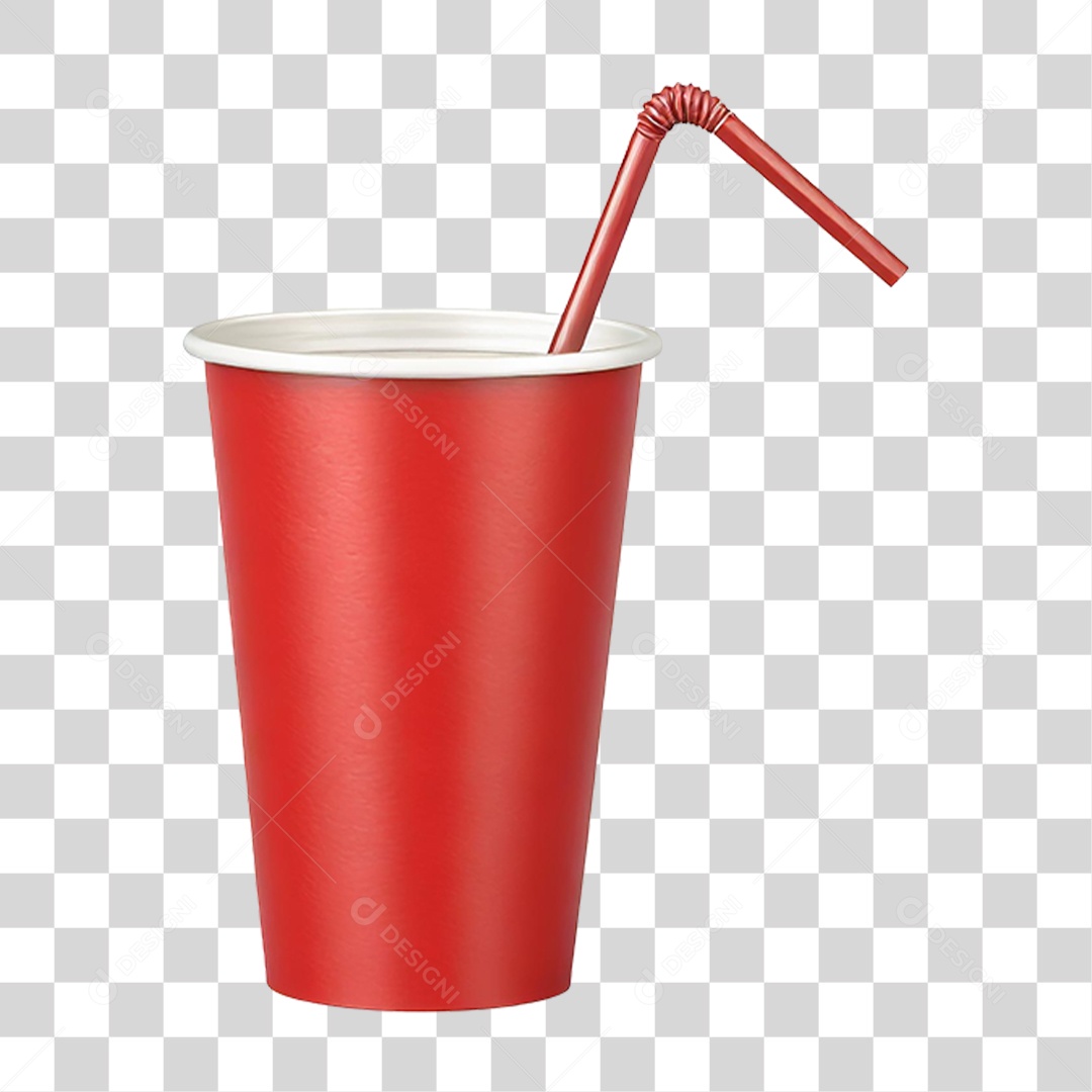 Copo Descartável com Canudo PNG Transparente