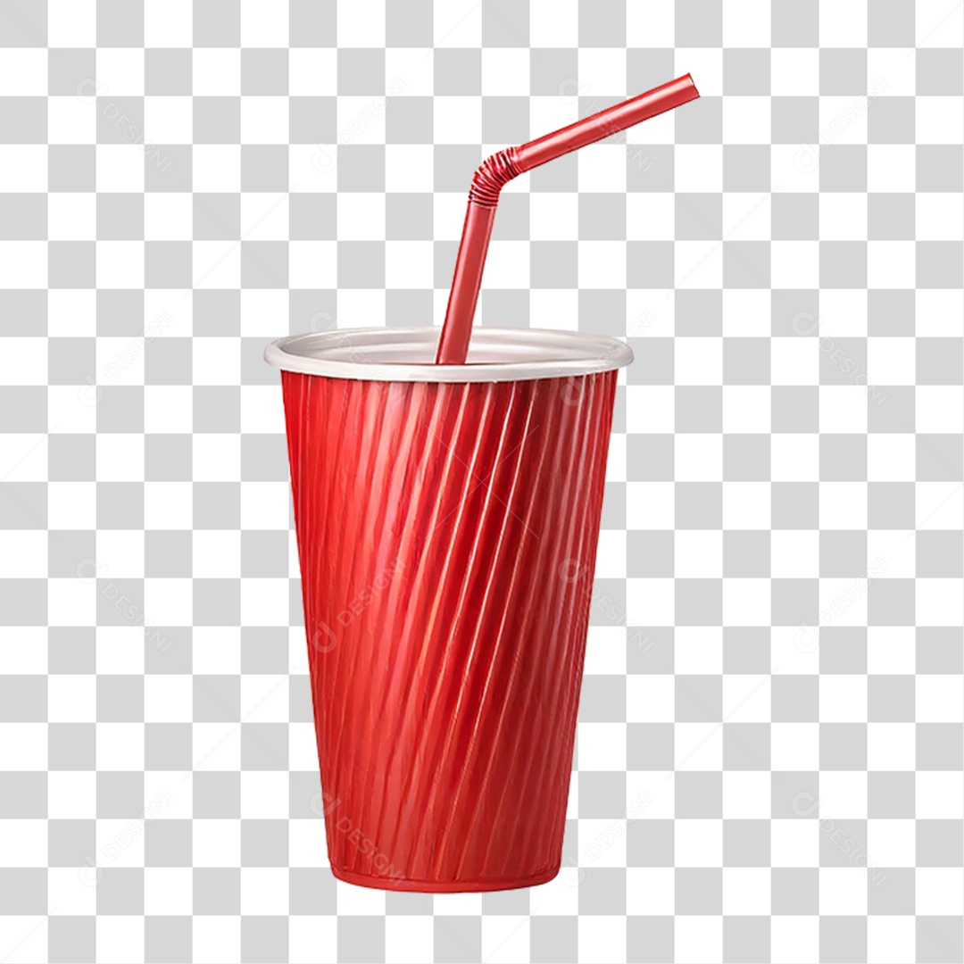 Copo Descartável com Canudo PNG Transparente