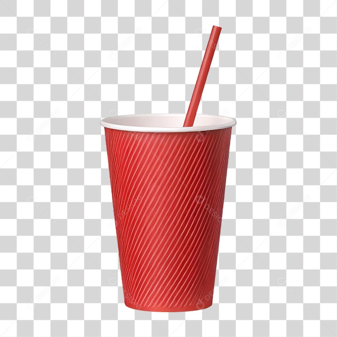 Copo Descartável com Canudo PNG Transparente