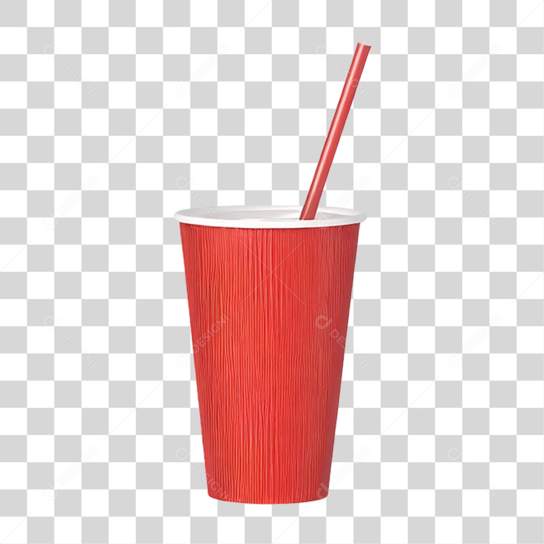 Copo Descartável com Canudo PNG Transparente