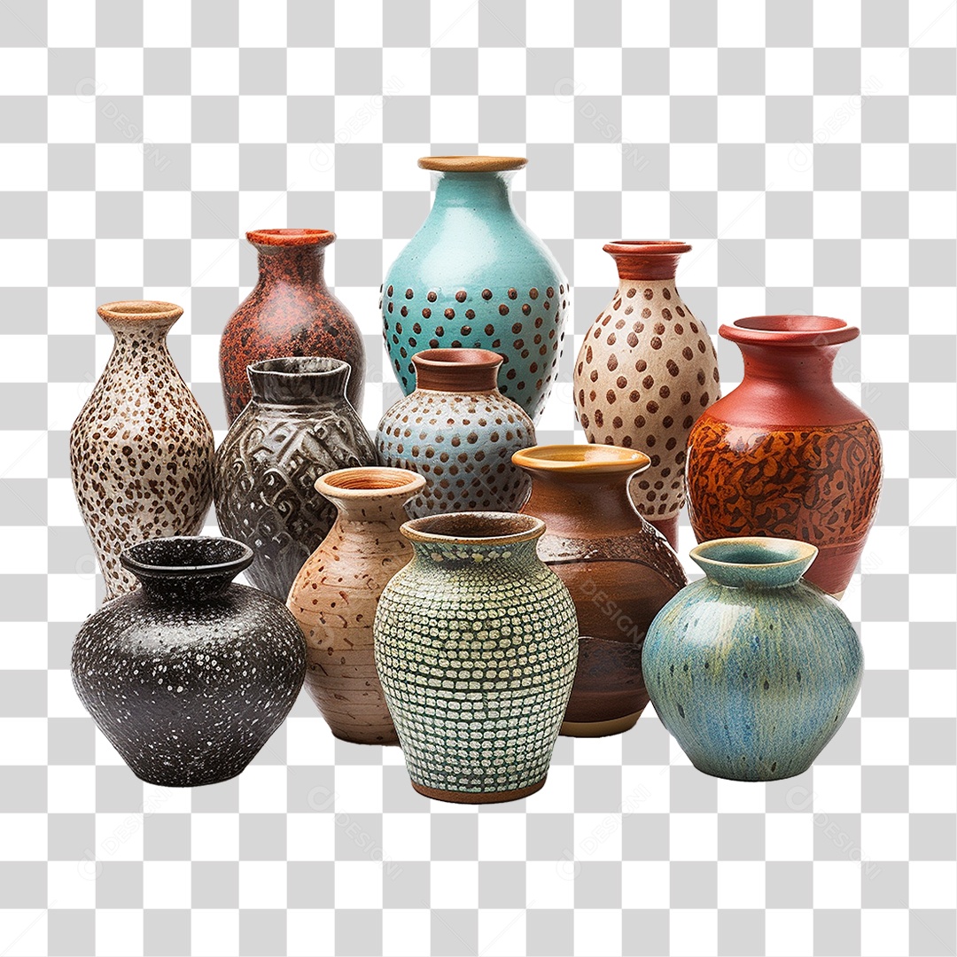 Vaso Artesanal de Cerâmica PNG Transparente