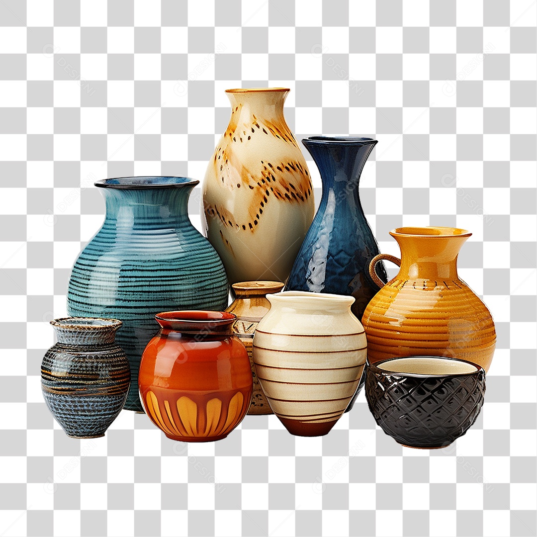 Vaso Artesanal de Cerâmica PNG Transparente