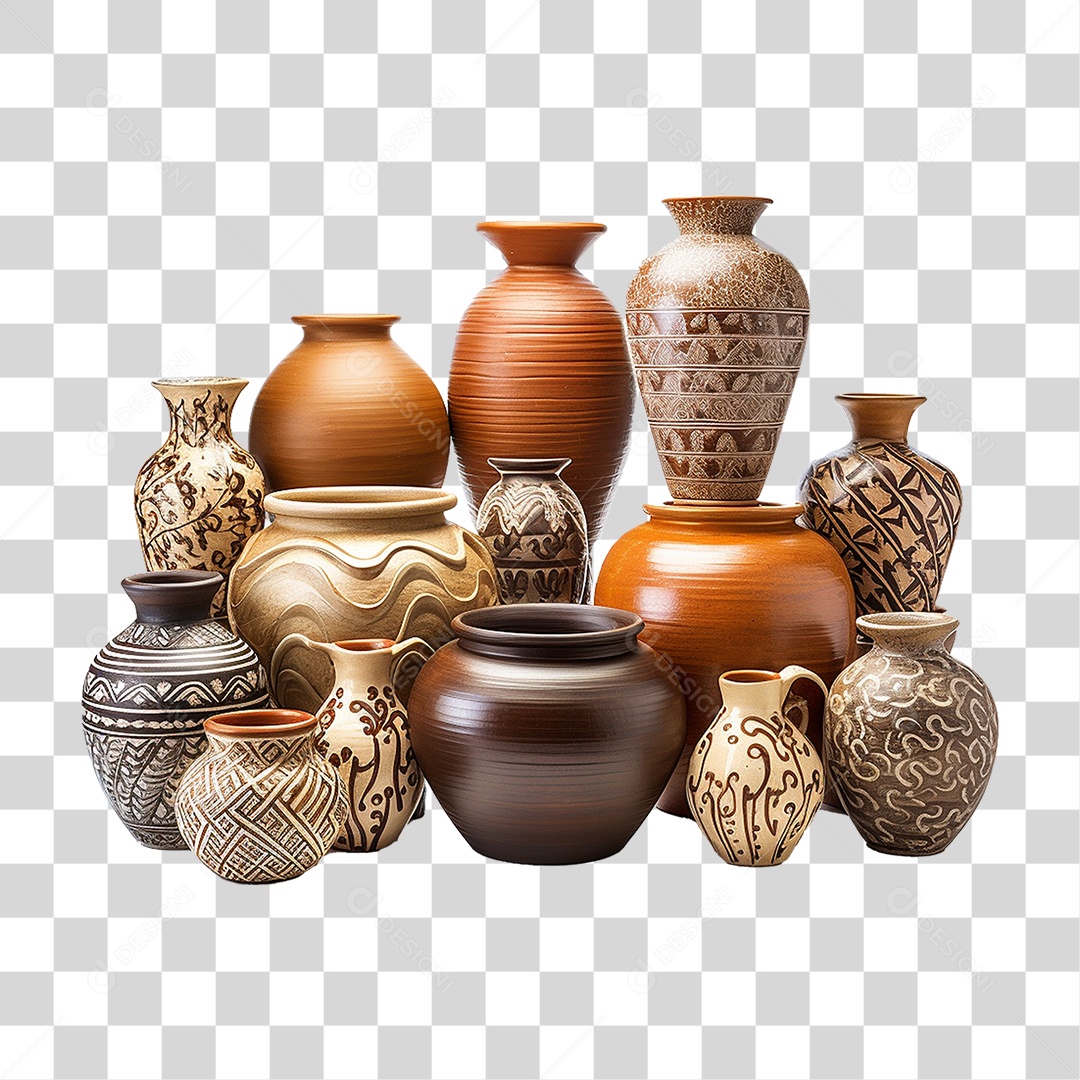 Vaso Artesanal de Cerâmica PNG Transparente