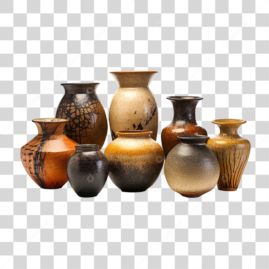 Vaso Artesanal de Cerâmica PNG Transparente