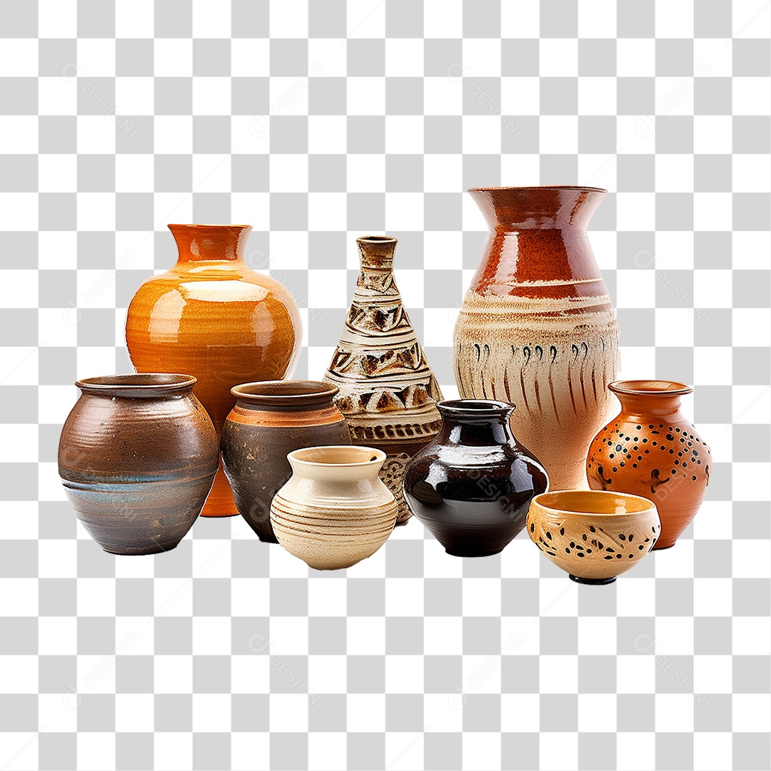 Vaso Artesanal de Cerâmica PNG Transparente