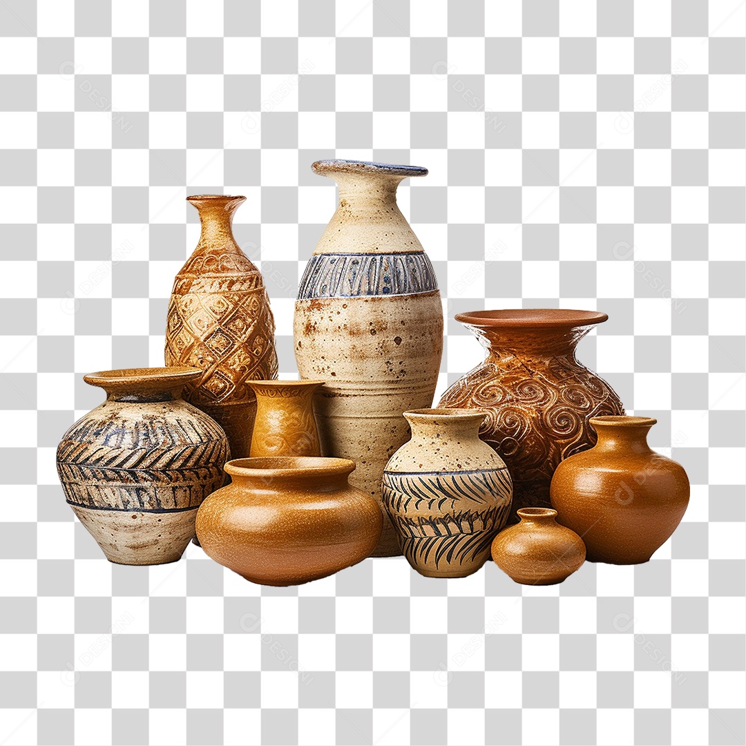Vaso Artesanal de Cerâmica PNG Transparente