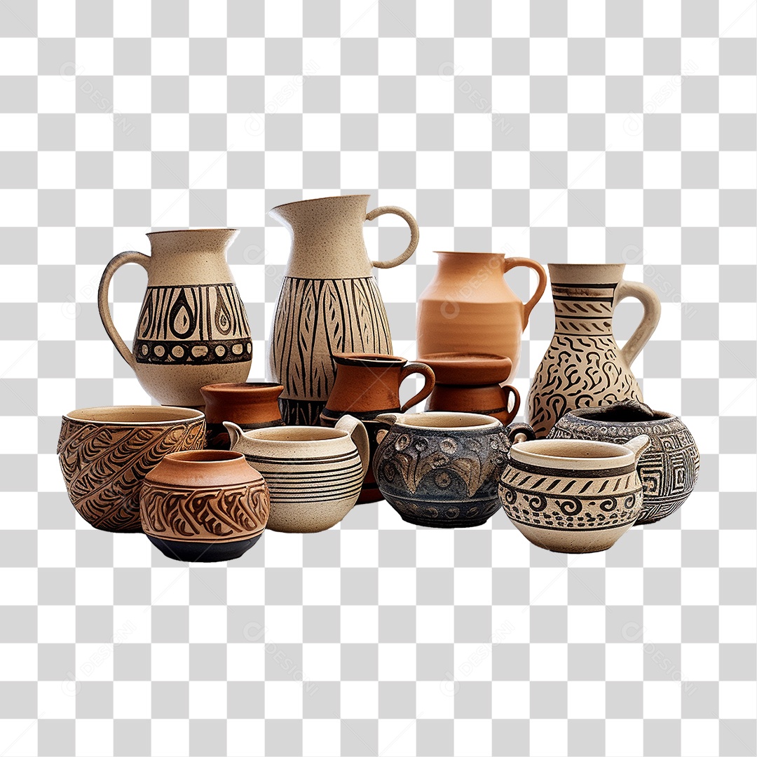 Vaso Artesanal de Cerâmica PNG Transparente