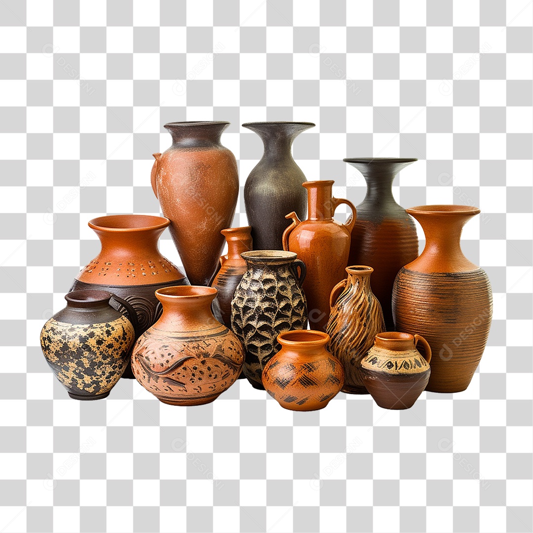 Vaso Artesanal de Cerâmica PNG Transparente