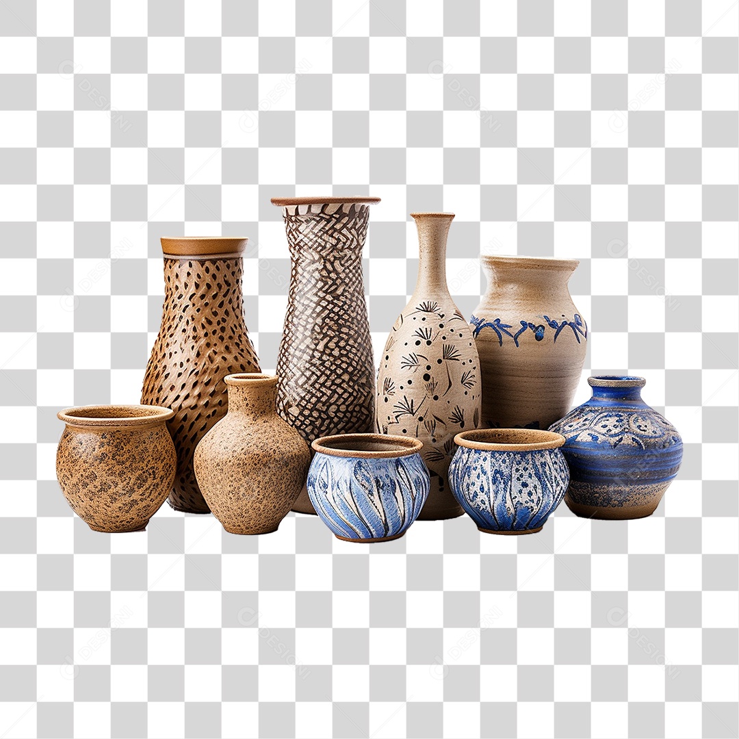 Vaso Artesanal de Cerâmica PNG Transparente