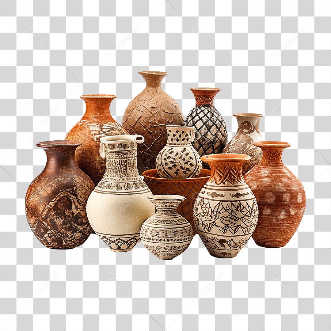 Vaso Artesanal de Cerâmica PNG Transparente