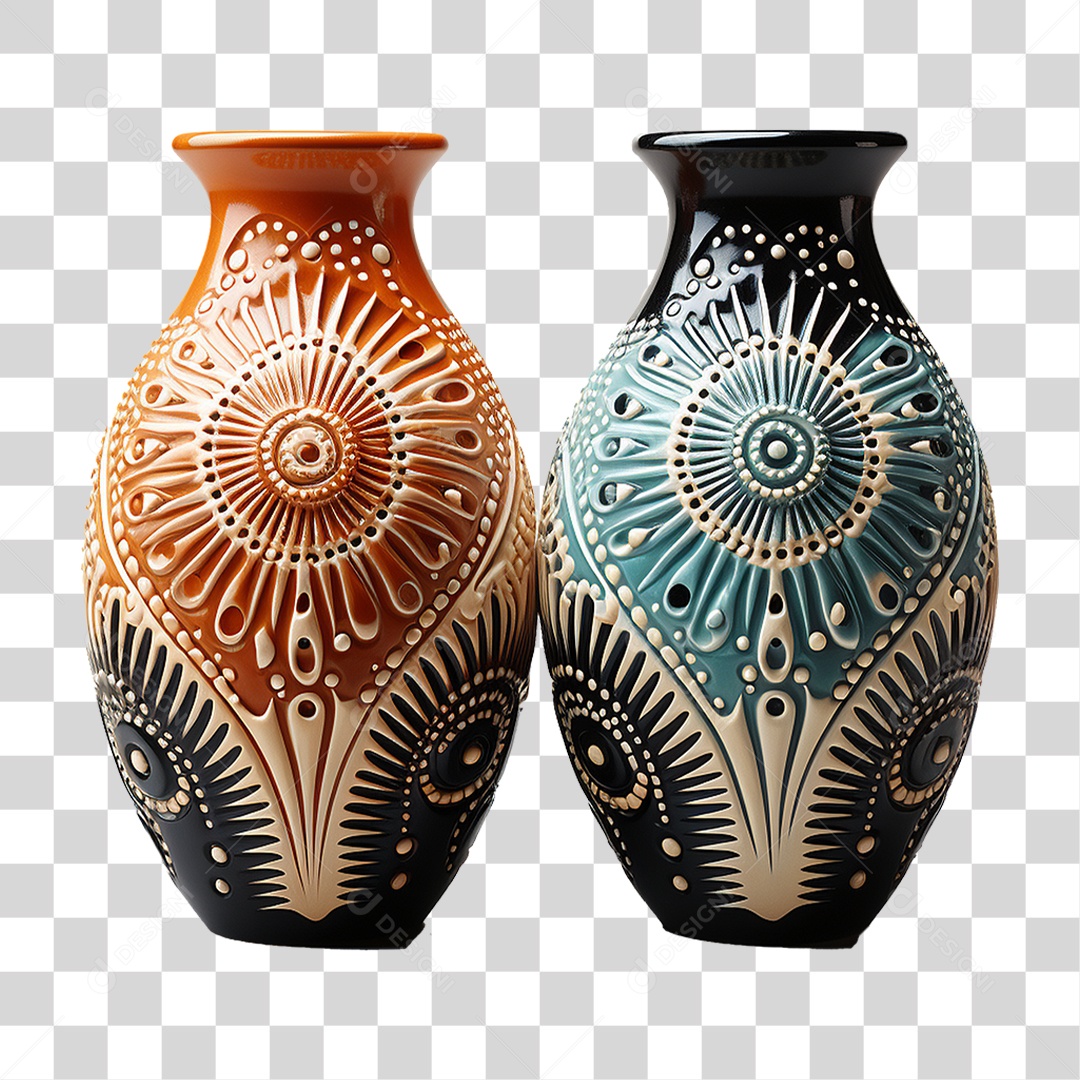 Vaso Artesanal de Cerâmica PNG Transparente