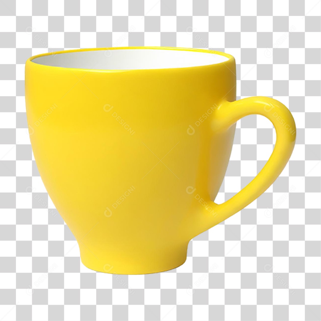 Xícara Amarela PNG Transparente