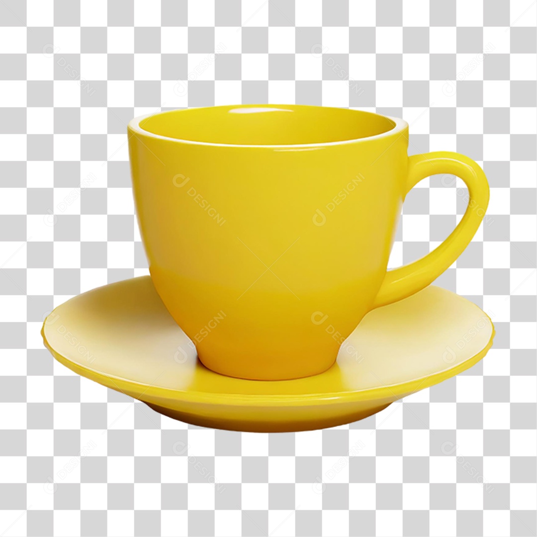 Xícara Amarela PNG Transparente