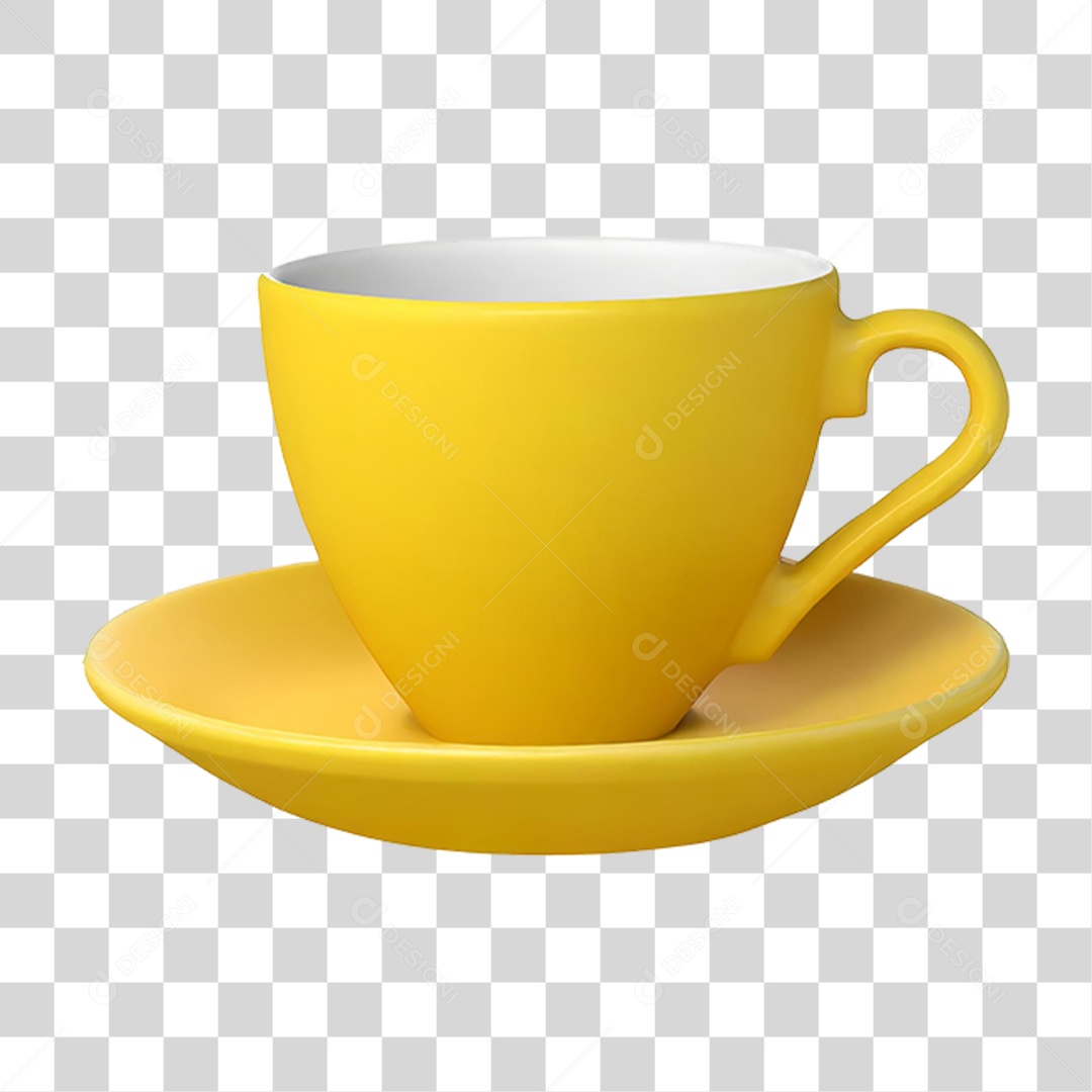 Xícara Amarela PNG Transparente
