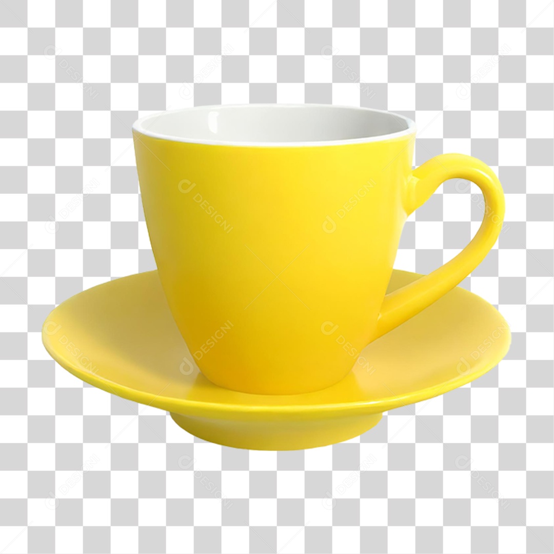 Xícara Amarela PNG Transparente