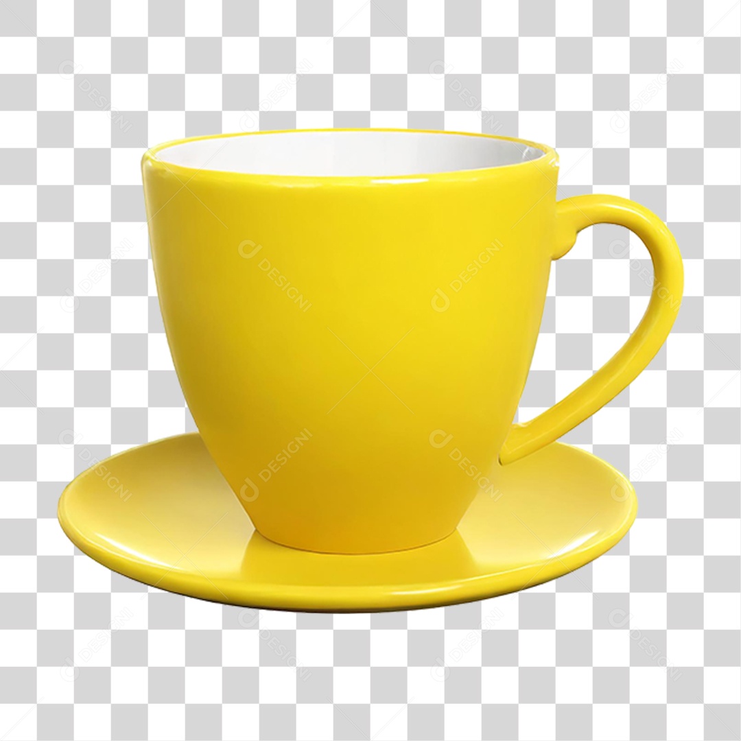 Xícara Amarela PNG Transparente