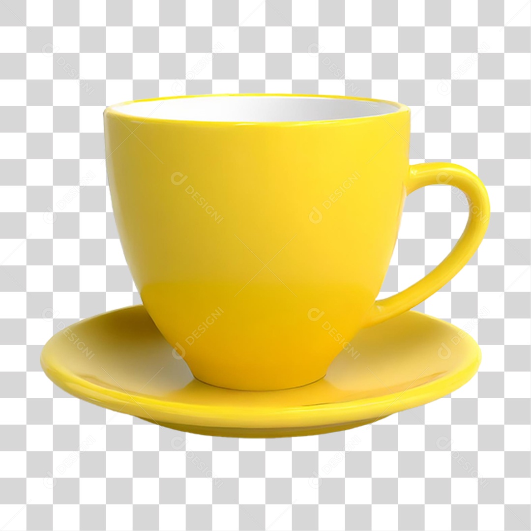 Xícara Amarela PNG Transparente