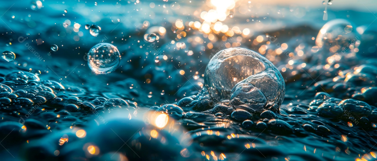 Bolhas no fundo da água azul IA generativa.