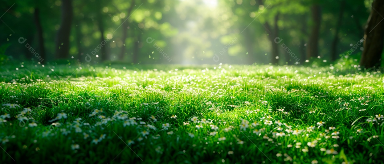 Grama realista baixo ângulo 3D fundo branco Generative AI.