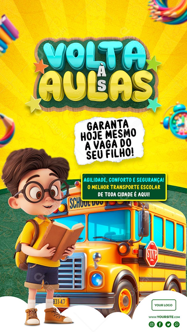 Story Volta às Aulas Garanta Hoje Mesmo a Vaga do seu Filho Social Media PSD Editável