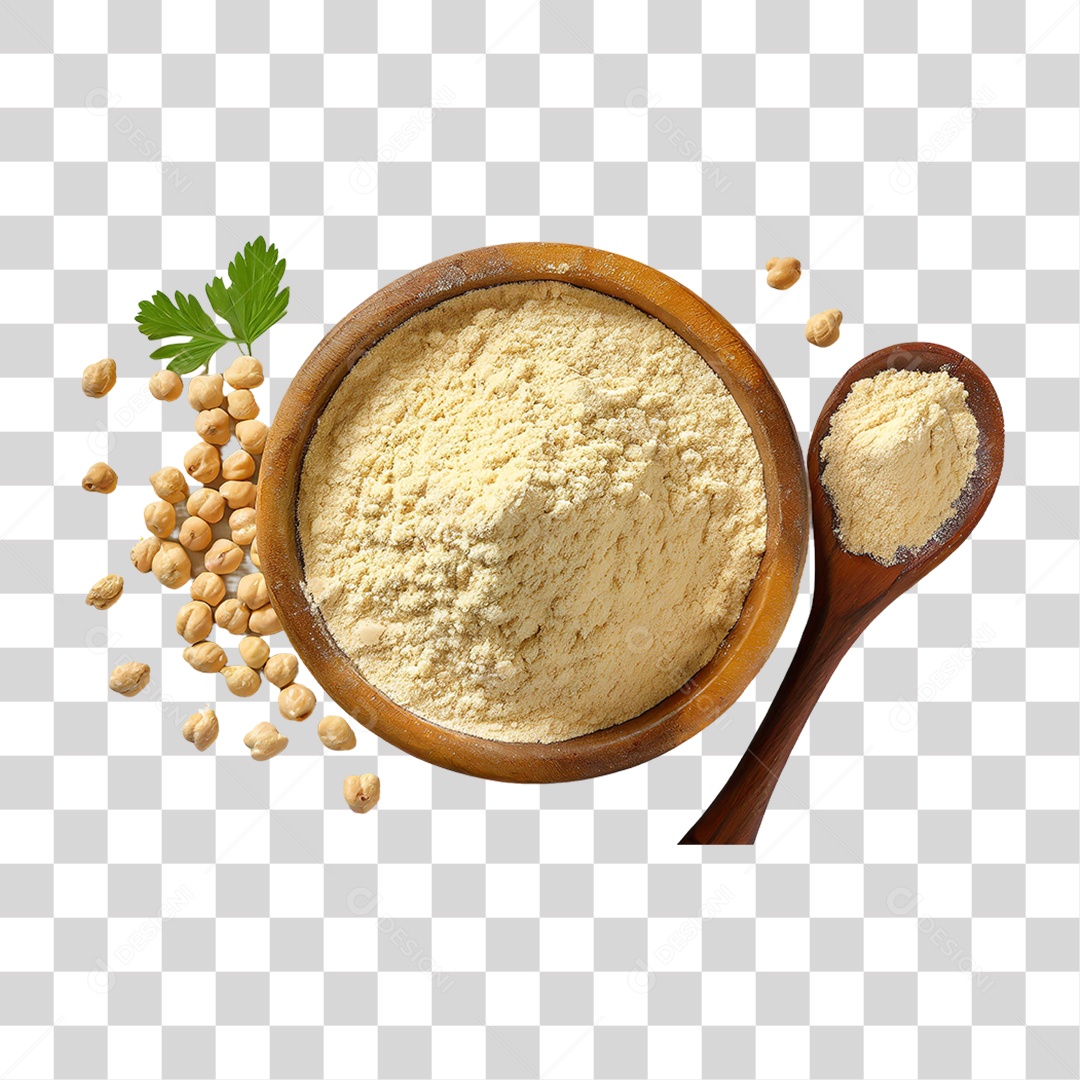 Tigela com Farinha de Grão de Bico Seco PNG Transparente