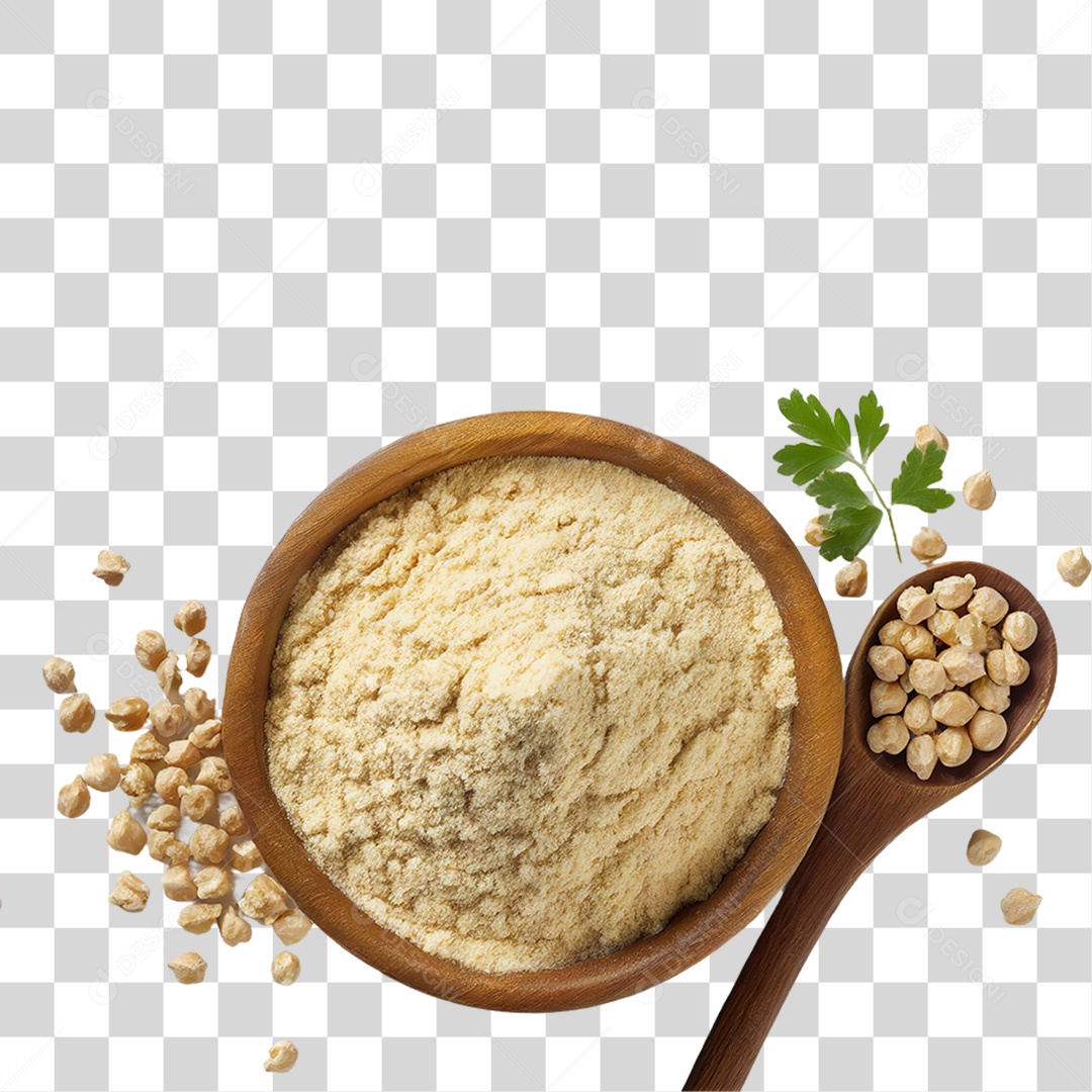Tigela com Farinha Grão de Bico Seco PNG Transparente
