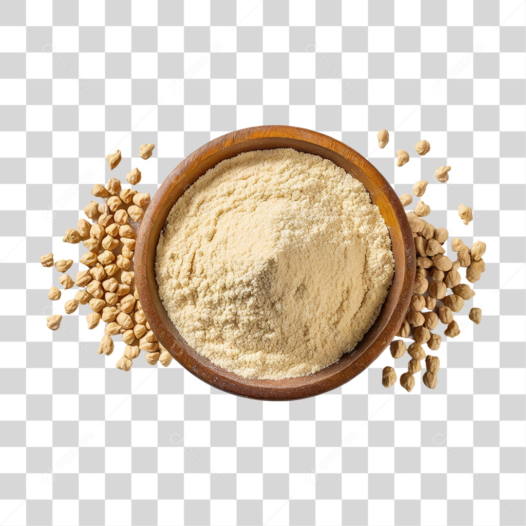 Tigela com Farinha Grão de Bico Seco PNG Transparente