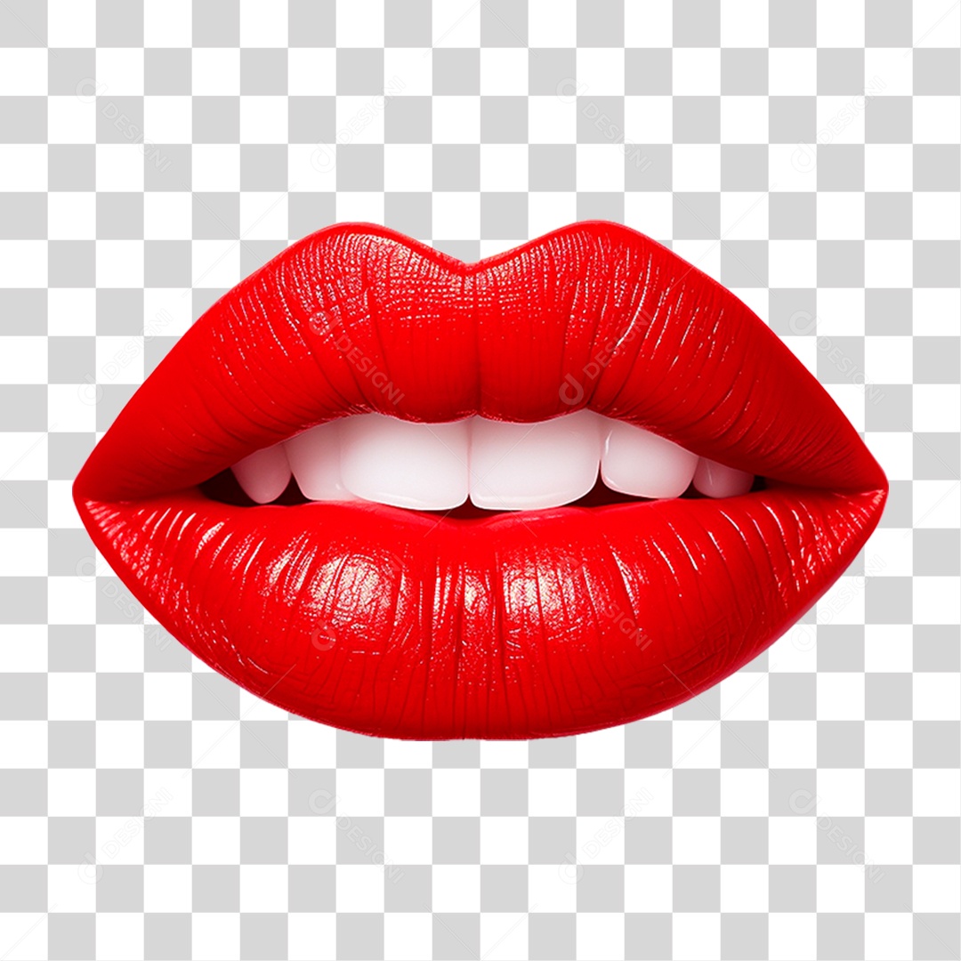 Lábio Vermelho PNG Transparente