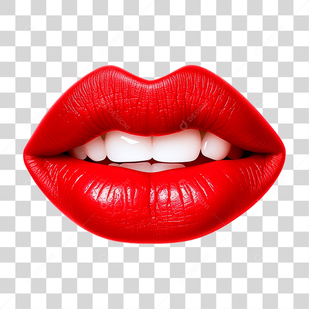 Lábio Vermelho PNG Transparente