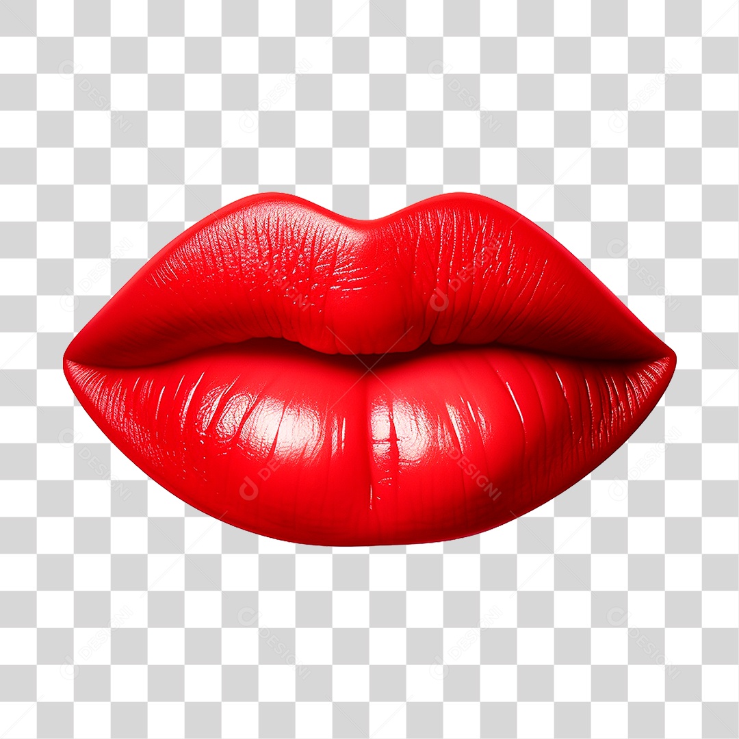 Lábio Vermelho PNG Transparente