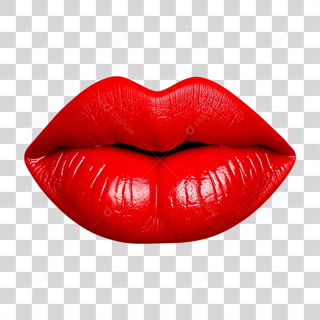 Lábio Vermelho PNG Transparente