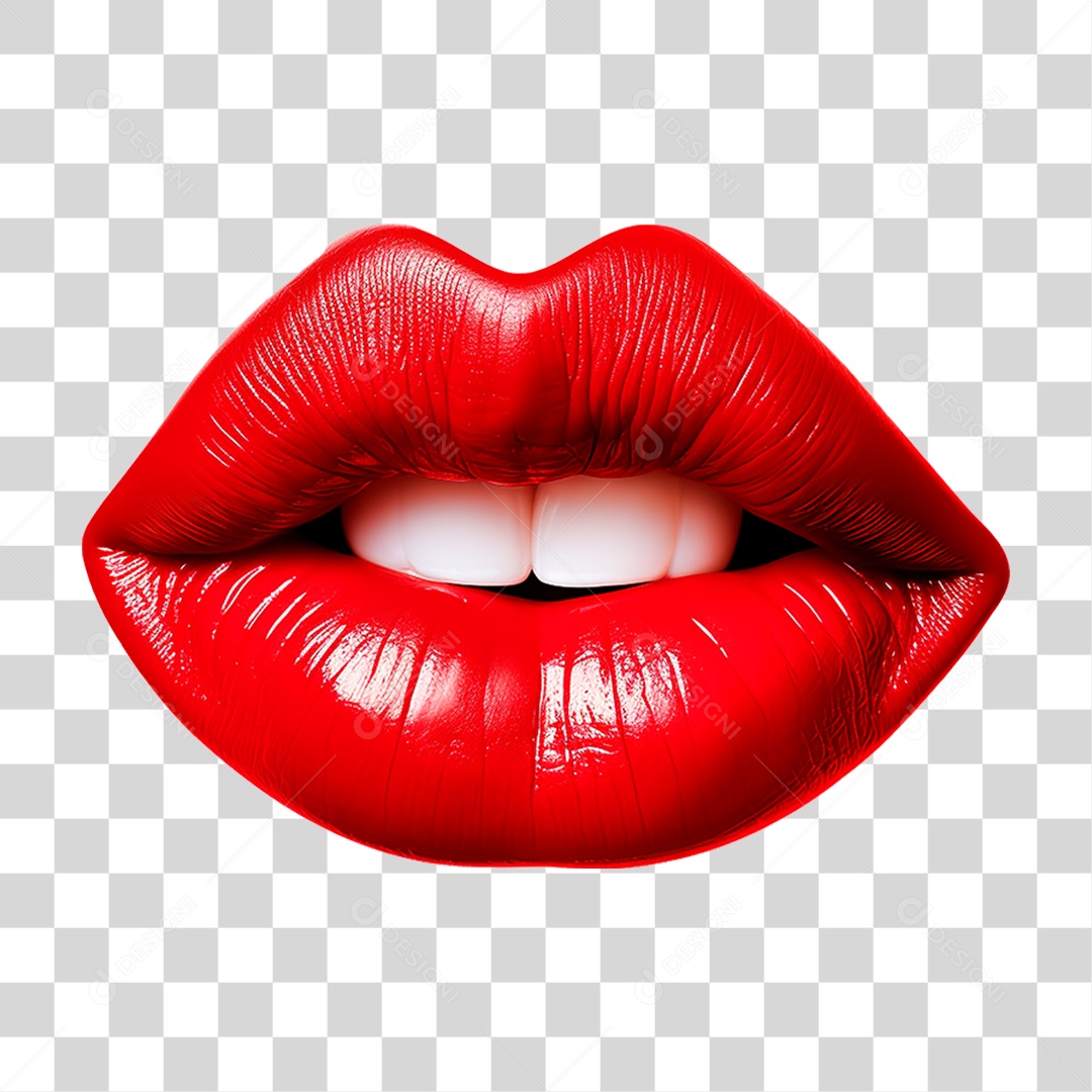 Lábio Vermelho PNG Transparente