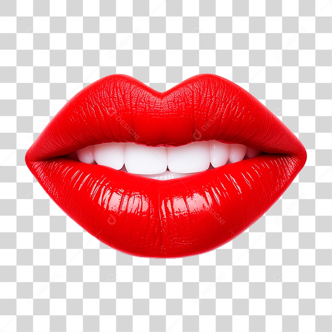Lábio Vermelho PNG Transparente