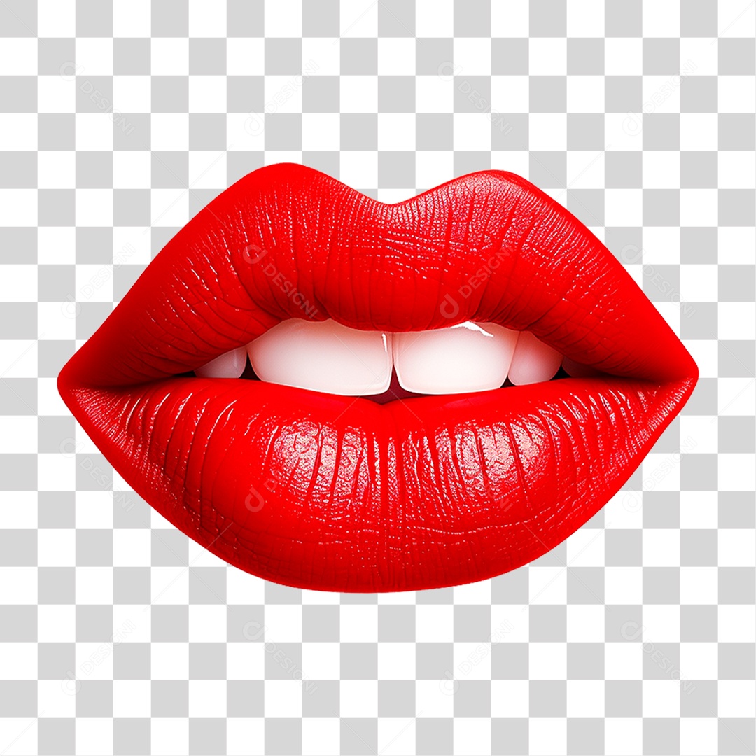 Lábio Vermelho PNG Transparente