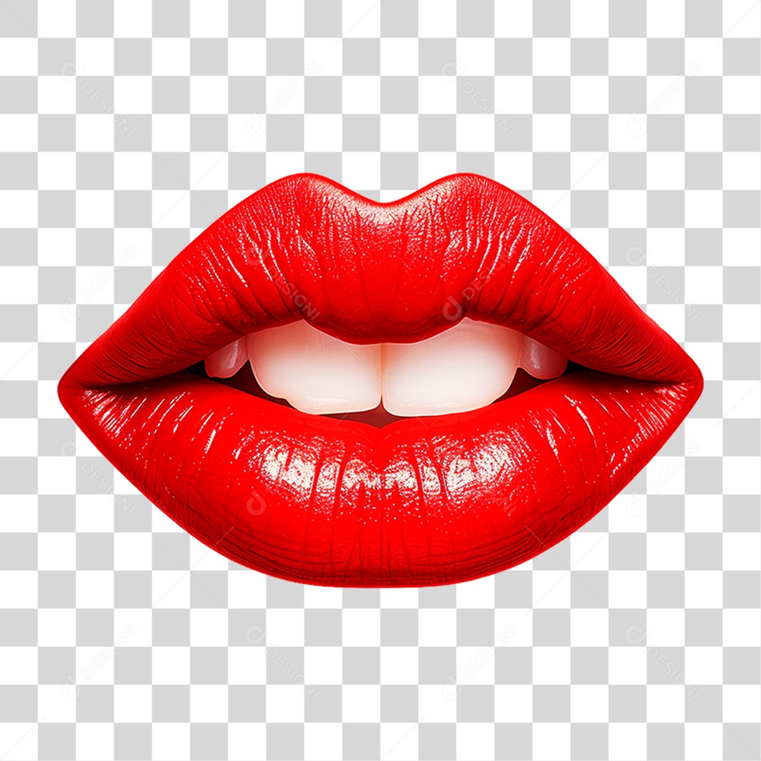 Lábio Vermelho PNG Transparente
