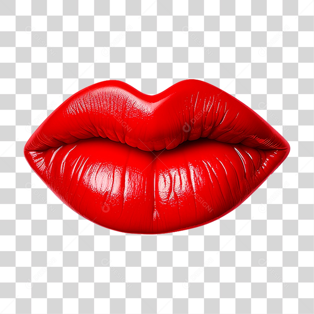 Lábio Vermelho PNG Transparente