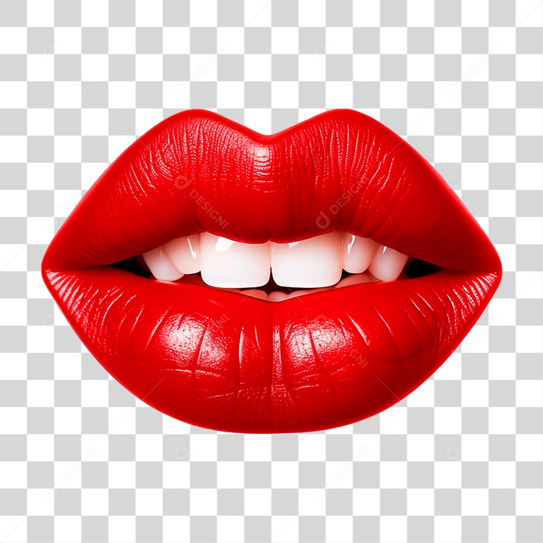 Lábio Vermelho PNG Transparente