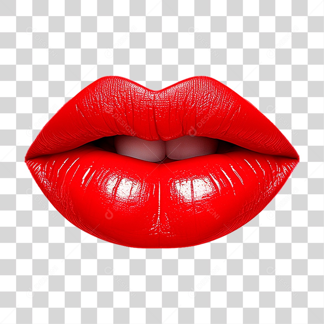 Lábio Vermelho PNG Transparente