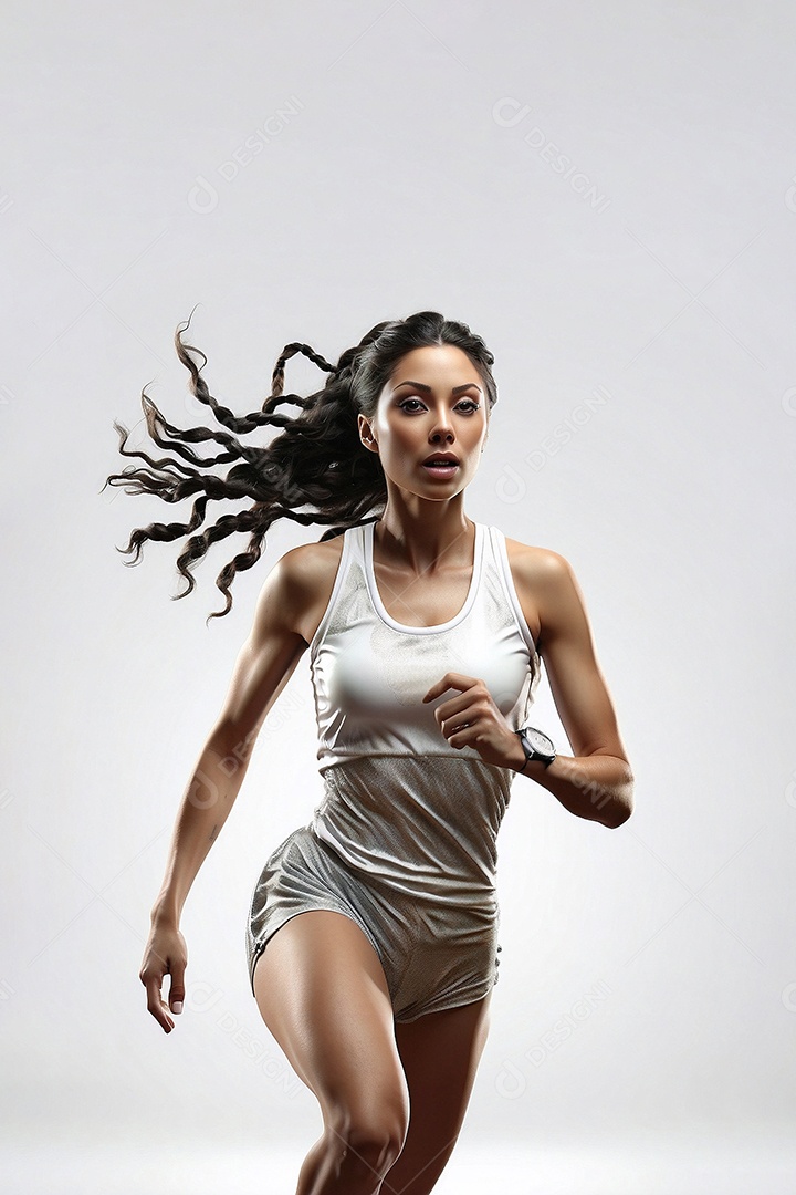 Olimpíadas atleta forte correndo em velocidade isolada