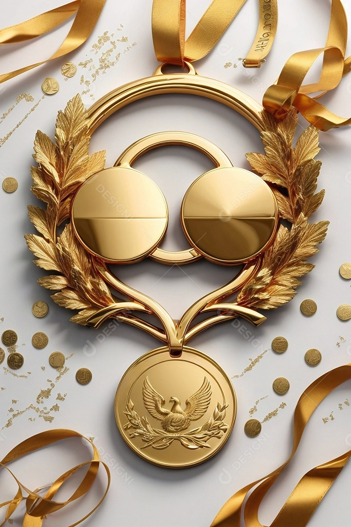 Olimpíadas renderização 3D medalha de ouro isolada