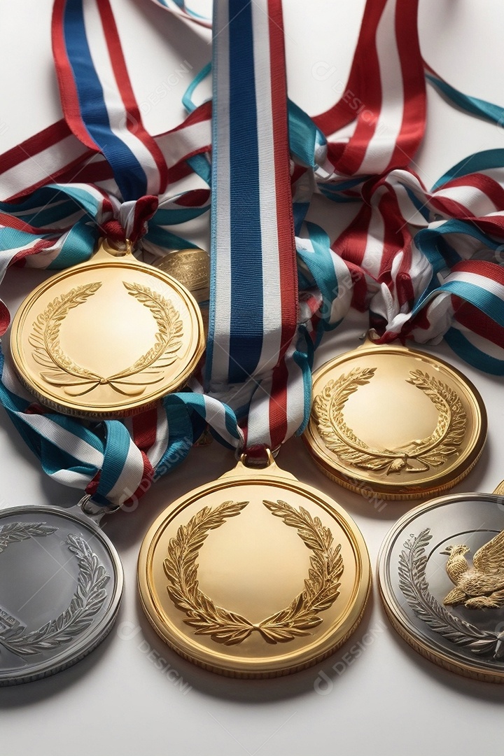 Olimpíadas renderização 3D medalha de ouro isolada