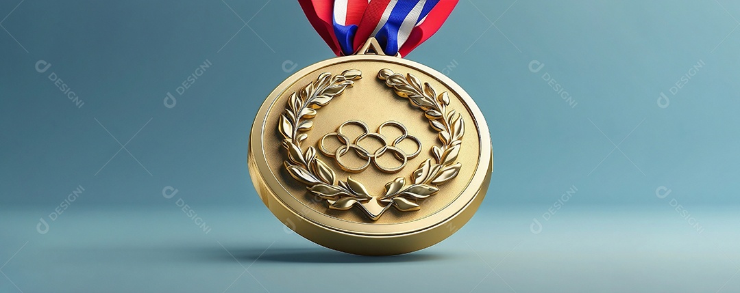 Olimpíadas renderização 3D medalha de ouro isolada