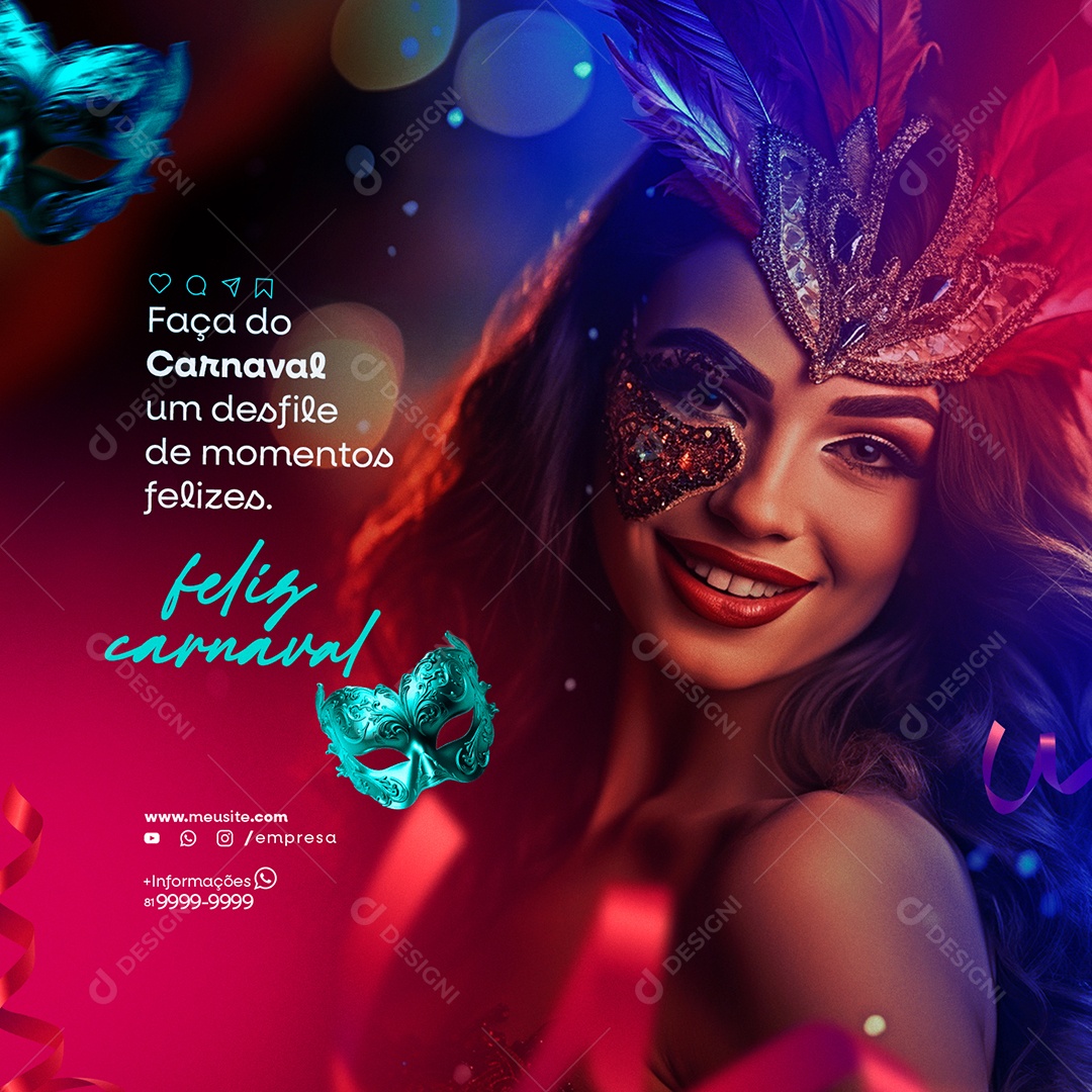 Faça o Carnaval Um Desfile De Momentos Social Media PSD Editável